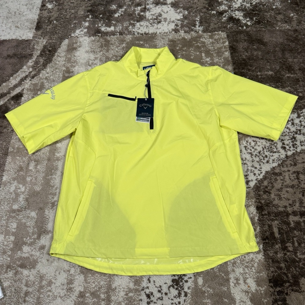 Callaway Golf Mens XL Yellow Windbreaker Weather Series‎ 1/4 Zip Short Sleeve